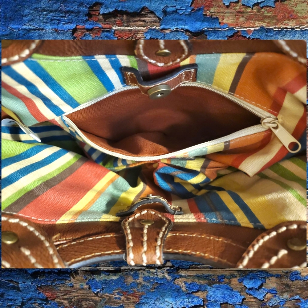 Vintage FOSSIL Woven Mini Satchel Shoulder Bag Leather Trim Y2K Genuine Classic - Picture 12 of 16